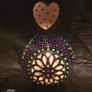 Mandala Motifli & Renkli Boncuklu Özel Tasarım Su Kabağı Masa Lambası