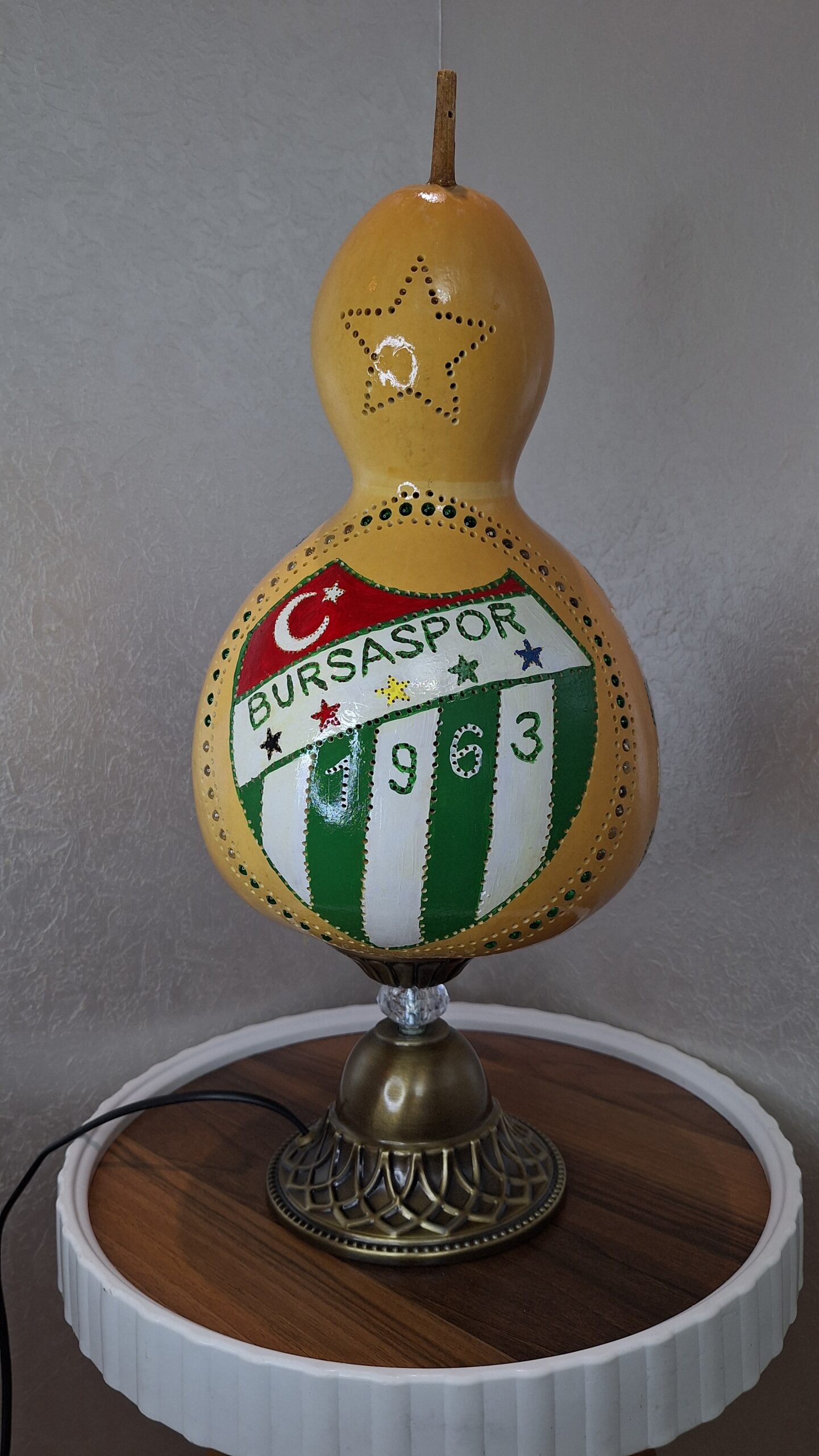 Türk Metal Sendikası & Bursaspor Logolu Özel Tasarım Su Kabağı Abajur - Görsel 2